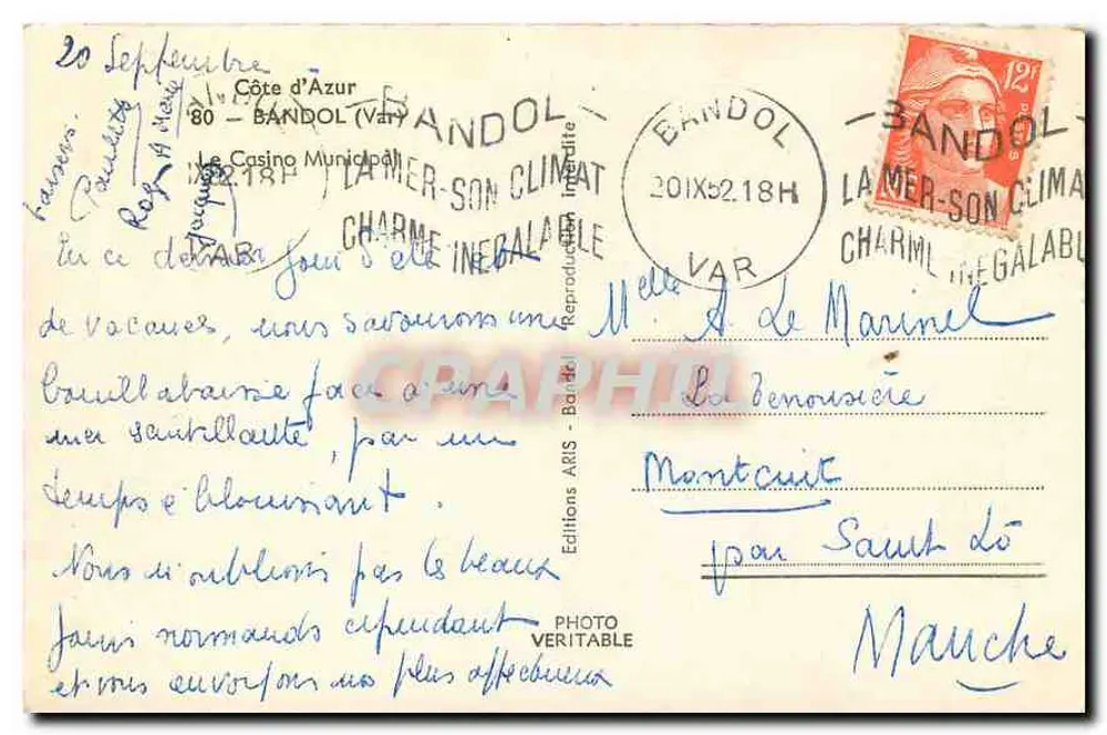 BANDOL — Panoramablick auf die Strandpromenade und den Hafen — Éditions ARIS - Rückseite
