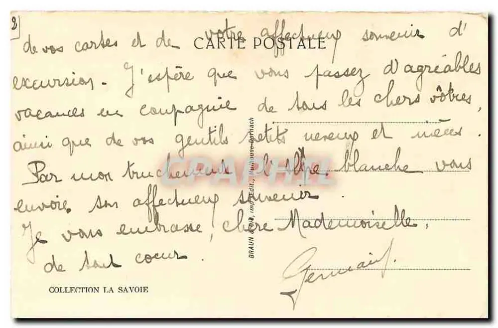 Aix-les-Bains — El Pequeño Puerto — Diente del Gato — Tarjeta postal antigua 13753 - Reverso