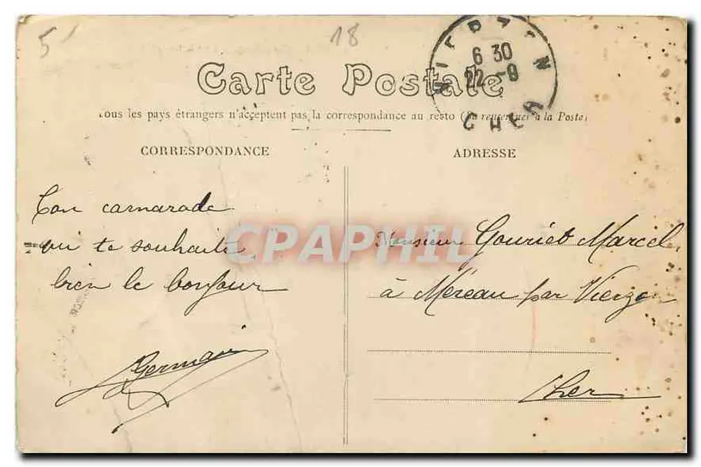 Vouzéron (Cher) — El Castillo, lado Nordeste — Editor no identificado, n° 6 - Reverso