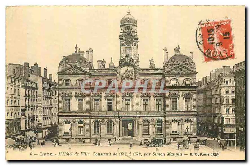 Lyon - The City Hall — Built from 1640 to 1672, by Simon Maupin — B.F., PARIS - Front