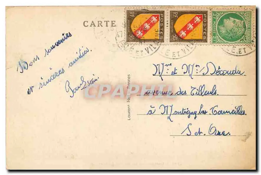 Costa de Esmeralda — El Roque de Cancale — editor Lort, n° 2543 - Reverso