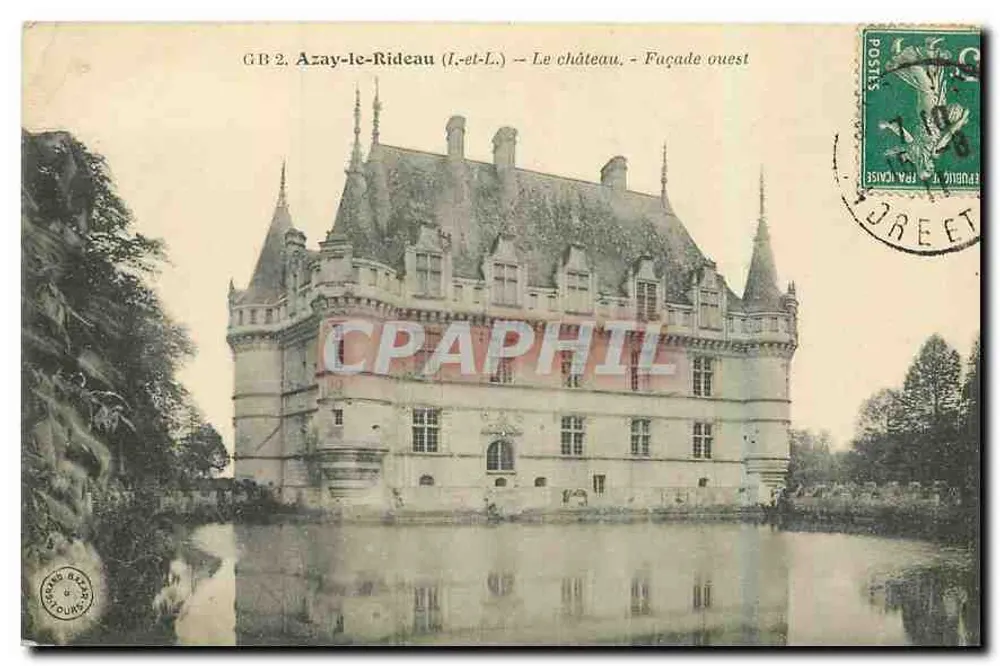 Azay-le-Rideau (Loir-et-Cher) — Schloss — Westfassade — Verlag: G.B. 2 - Vorderseite