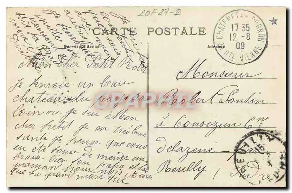 Arredores de LIMOGES - Castelo de BORT (Fachada S.-O.) — M.T. editora - Verso
