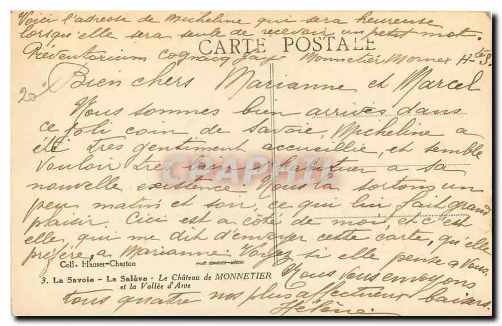 Le Château de Monnetier — La Vallée d'Arve — Coll. Hauser-Charton - Verso