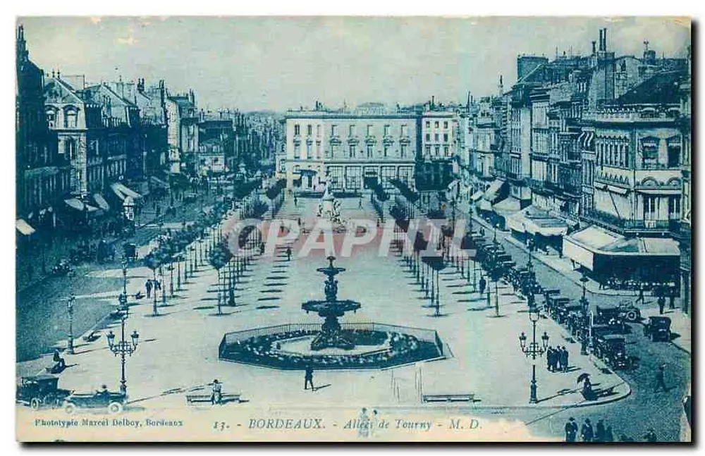 Bordeaux - Allée de Tourny — Fototipia Marcel Delboy, Bordeaux, n° 13 - Anverso