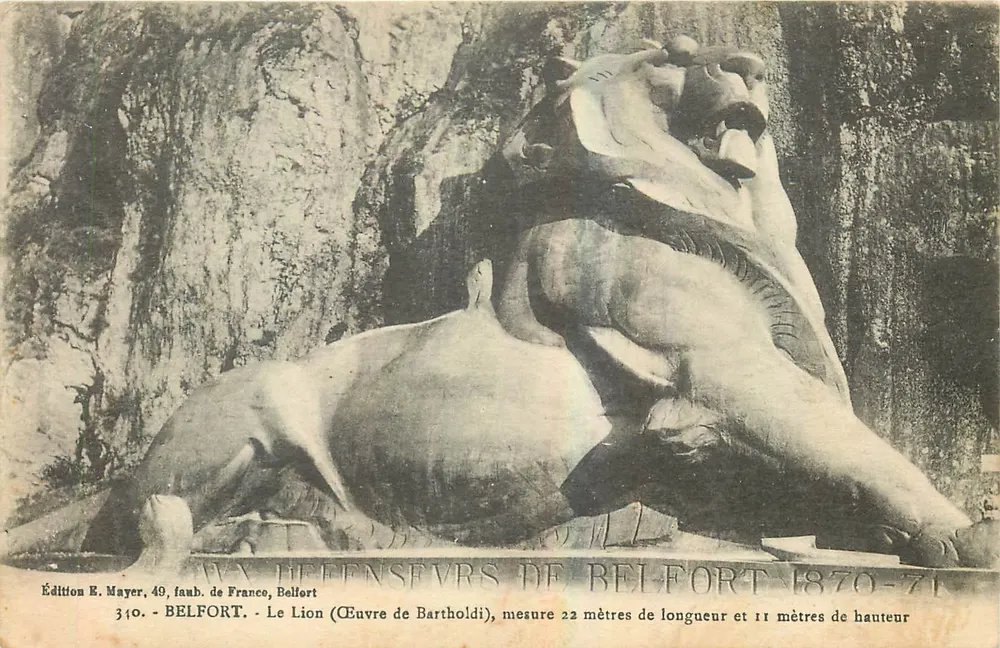 O Leão de Belfort — obra de Bartholdi — Edição E. Mayer, Belfort - Frente