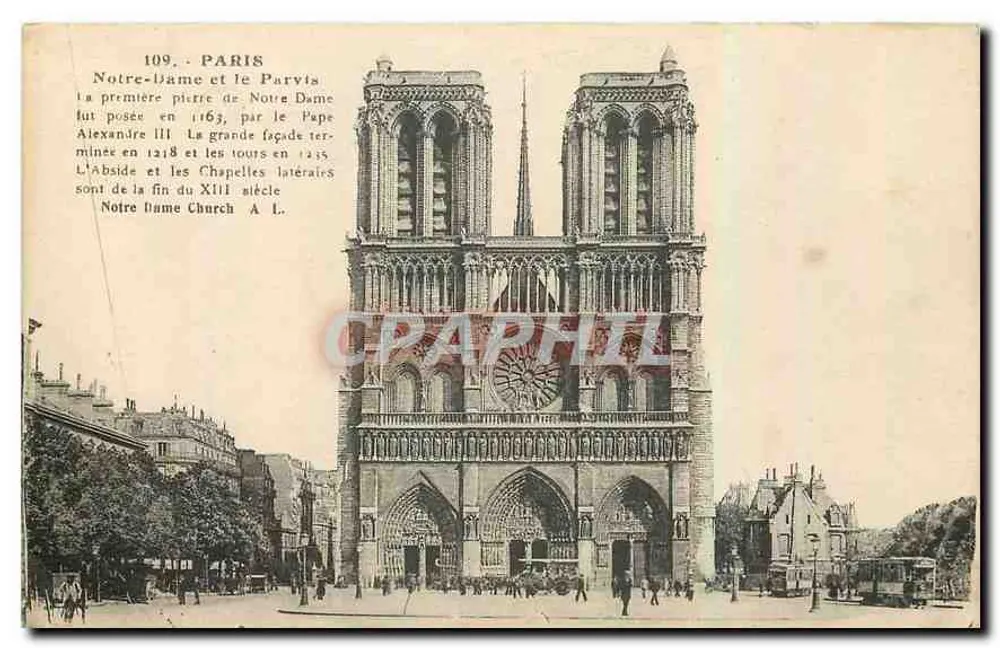 Notre-Dame de Paris — facade and towers — publisher A. Leconte, Paris - Front