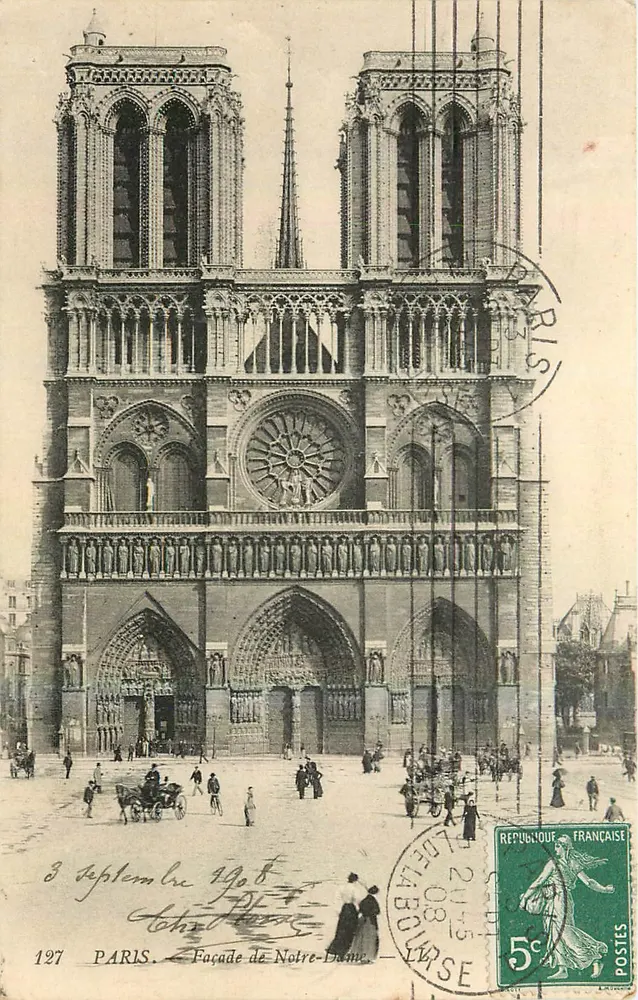 Paris — Fachada da Catedral de Notre-Dame — Editor desconhecido, n° 1297 - Frente