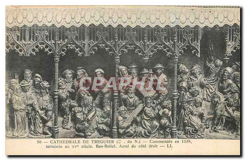 Kathedraal van Treguier — Bas-relief van het altaar aan de rechterkant — uitgever Levy en Neujarden, n° 50 - Voorkant