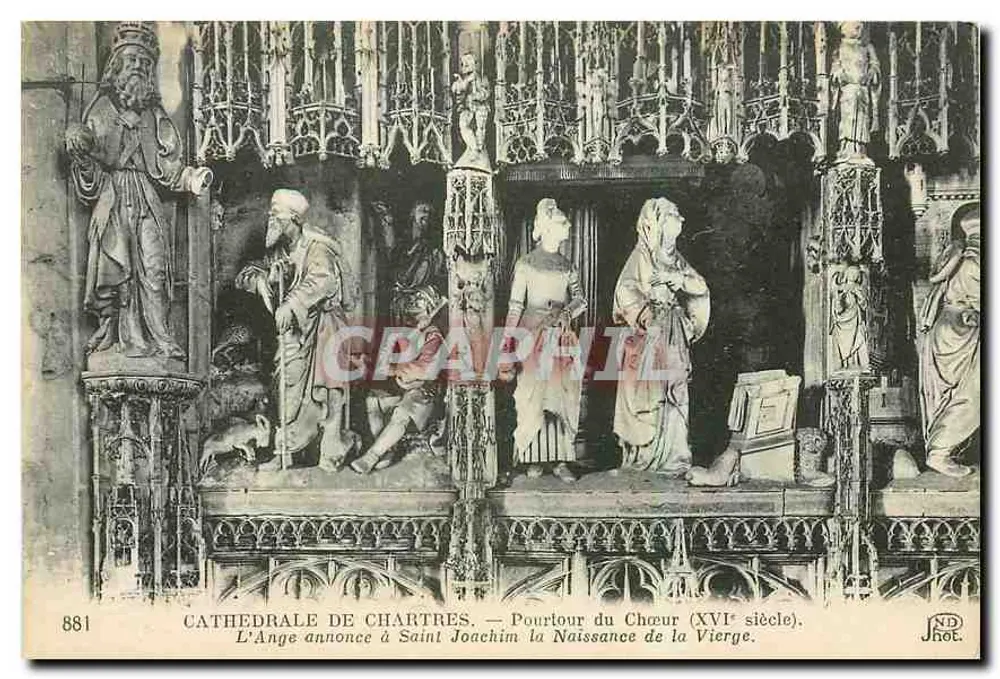 Catedral de Chartres — Paraíso do Coro (século XVI) — O Anjo anuncia à Santa Joaquim o Nascimento da Virgem — ND Jhot. - Frente