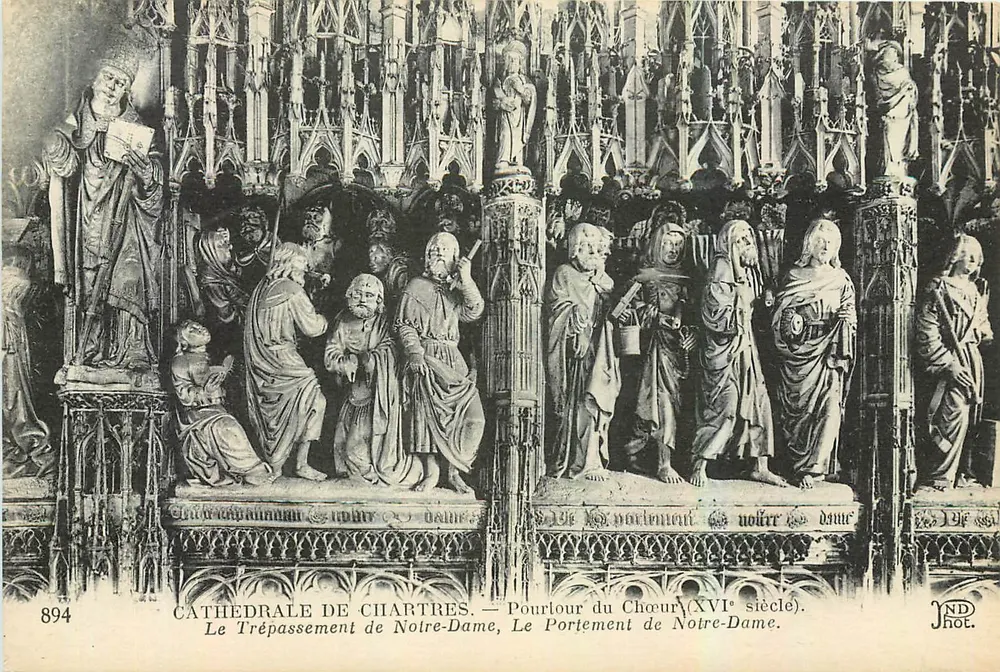 Katedra w Chartres — Obramowanie Chorągwi (XVI wiek). Przejście Najświętszej Maryi Panny, Przenoszenie Najświętszej Maryi Panny. - Awers