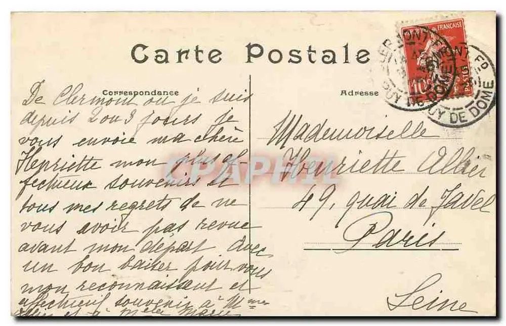 Clermont-Ferrand (Puy-de-Dôme) — Jardim Lecoq — editor L'Horondelle, Paris, n° 404 - Verso