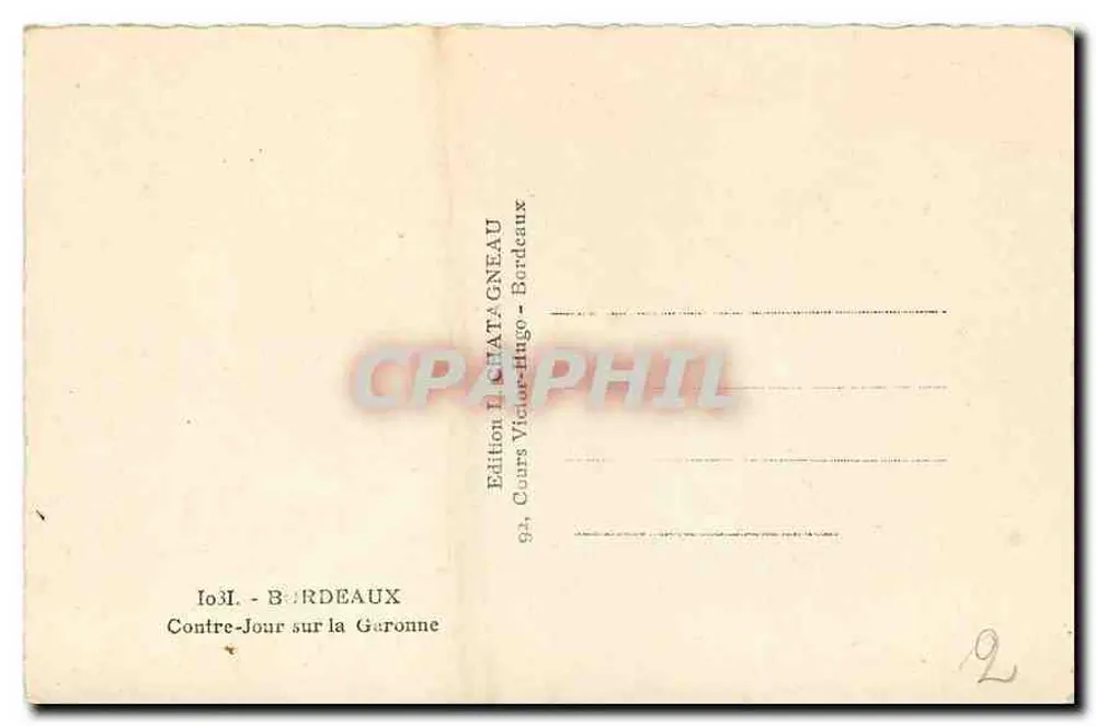 Contre-Jour sur la Geronne — Édition L. Chataigneau, Bordeaux - Verso