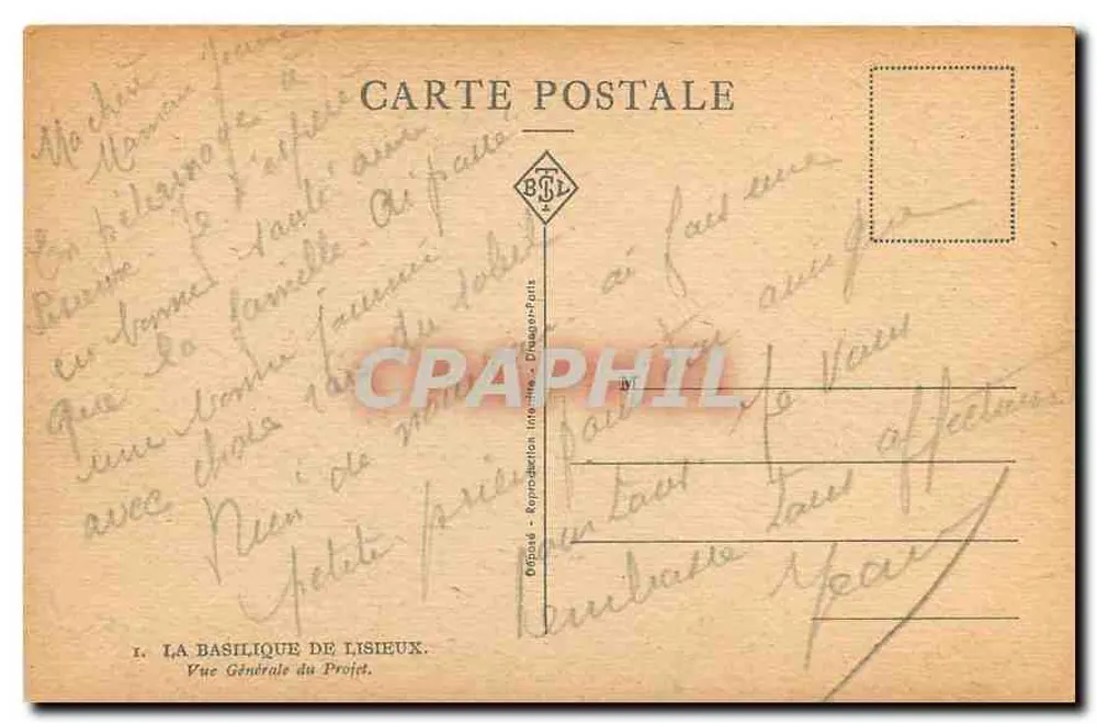 La Basilique de Lisieux — Vue Générale du Projet — éditée par Diaup-Faït - Verso