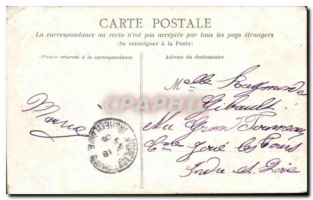 Angers - Quai do Rei da Polônia — editor C. P. A. n°14 - Verso
