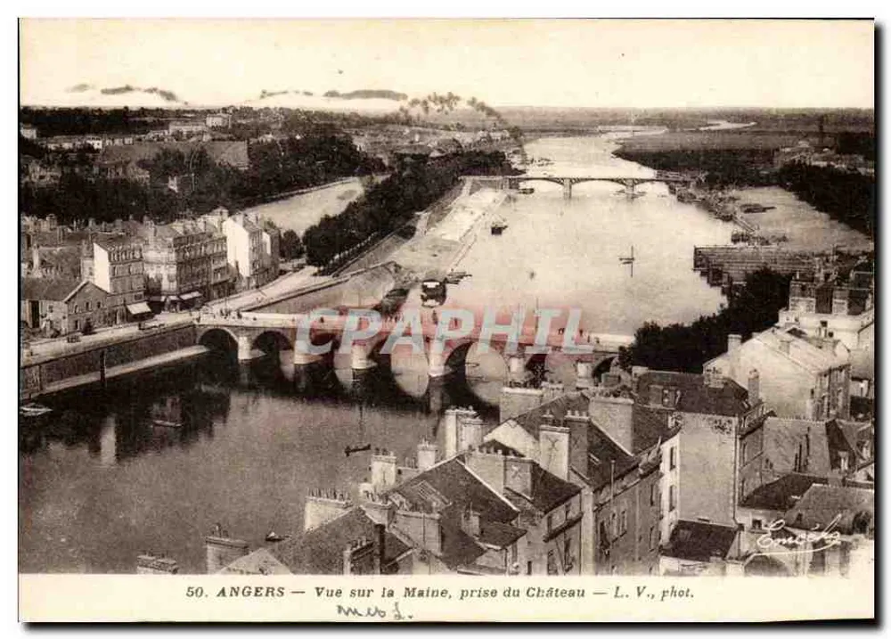 Angers — Vue sur la Maine, prise du Château — L. V., phot. - Recto