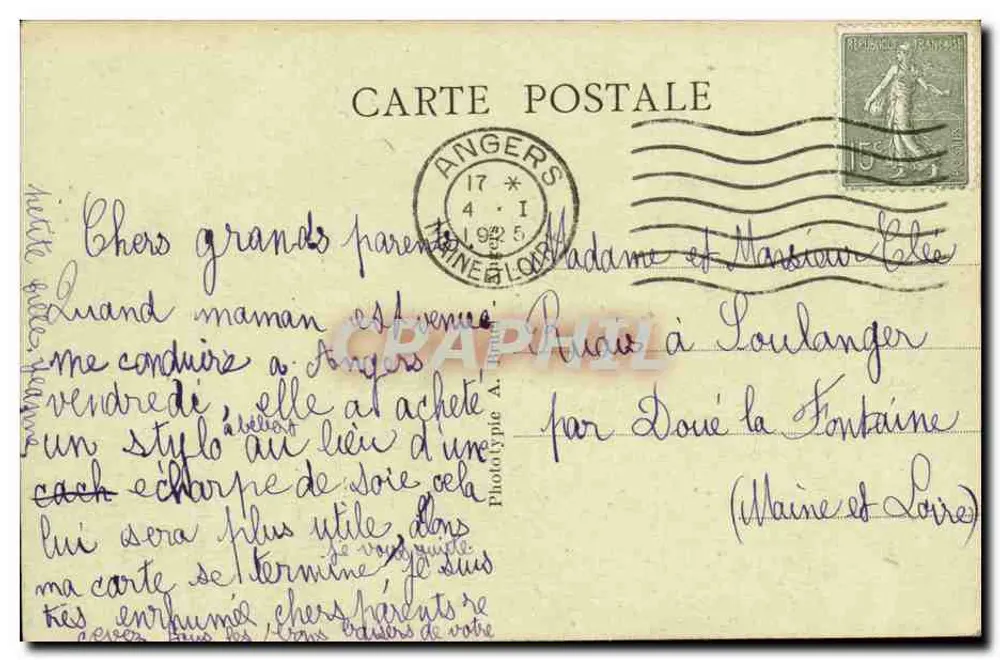 Angers - O Ponte da Basse-Chaine - O Castelo — A. B. - Verso