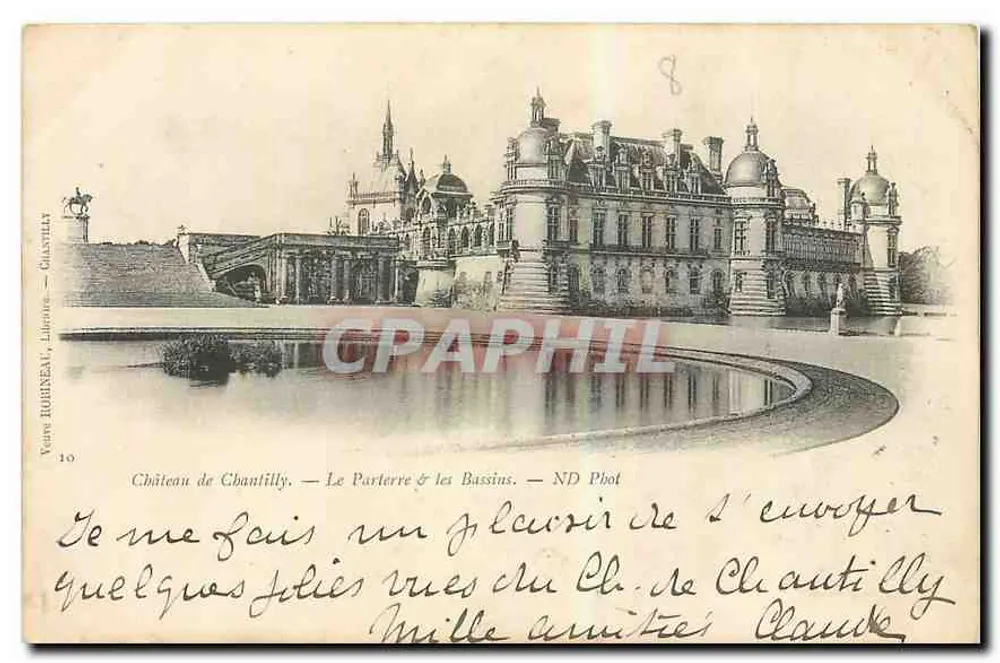 Schloss Chantilly — Der Parterre & die Bassins — Veuve Rubineau, Lith. & Phot. Chantilly - Vorderseite