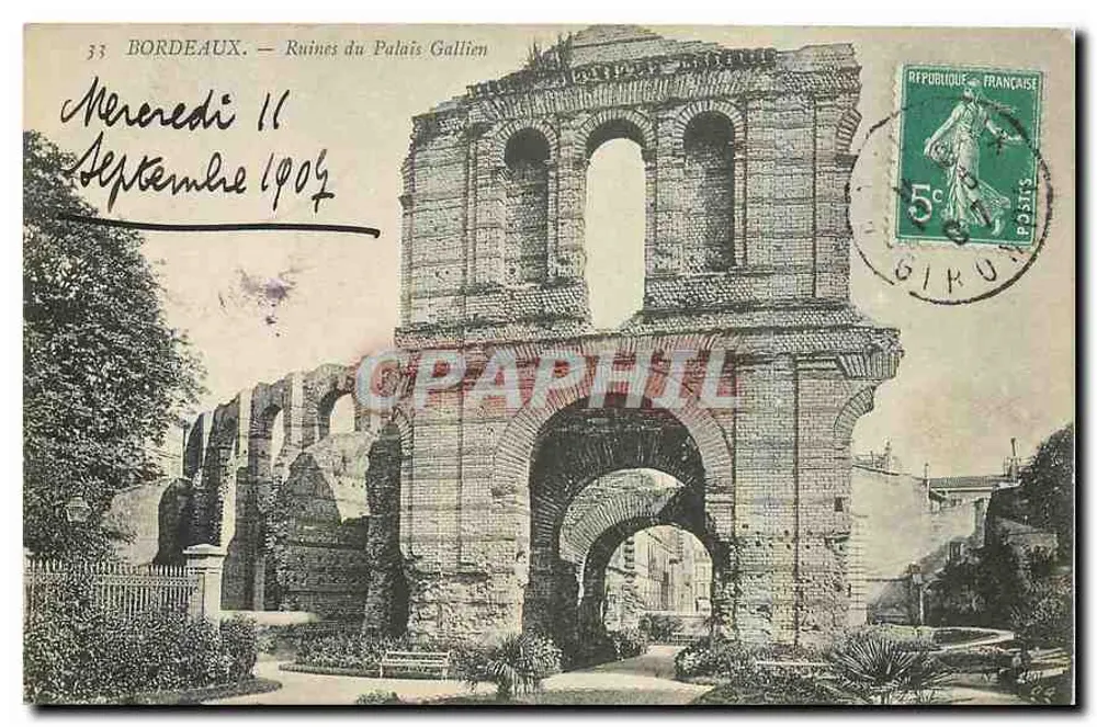 Bordeaux — Ruínas do Palácio Gallien — Editor não visível, n° de série 33 - Frente