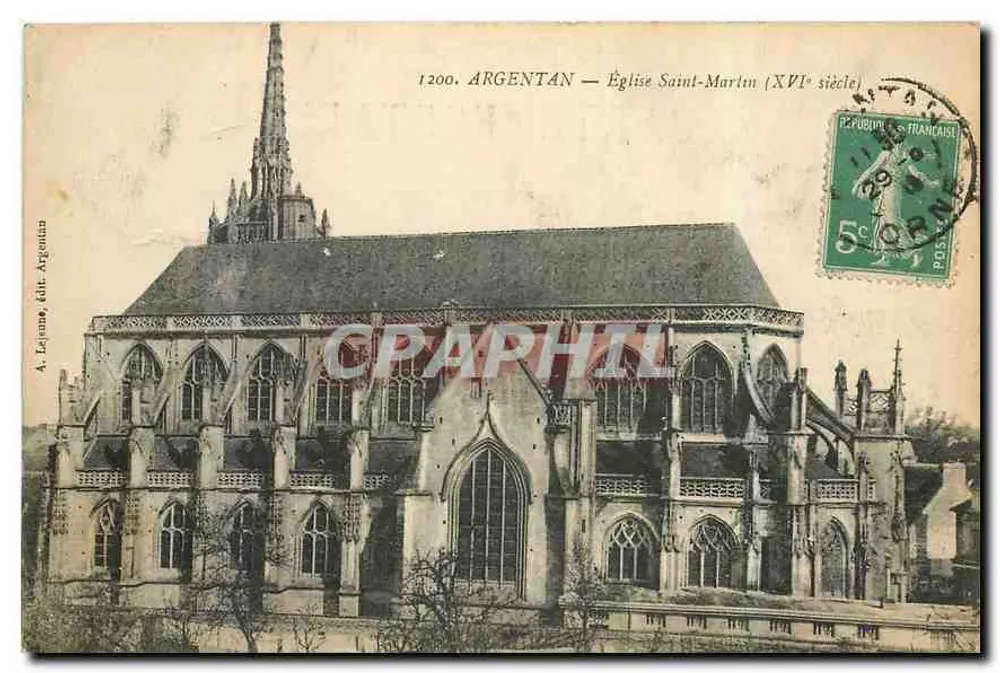 Argentan — Church of Saint-Martin (16th century) — A. Lejeune, publisher Argentan - Front