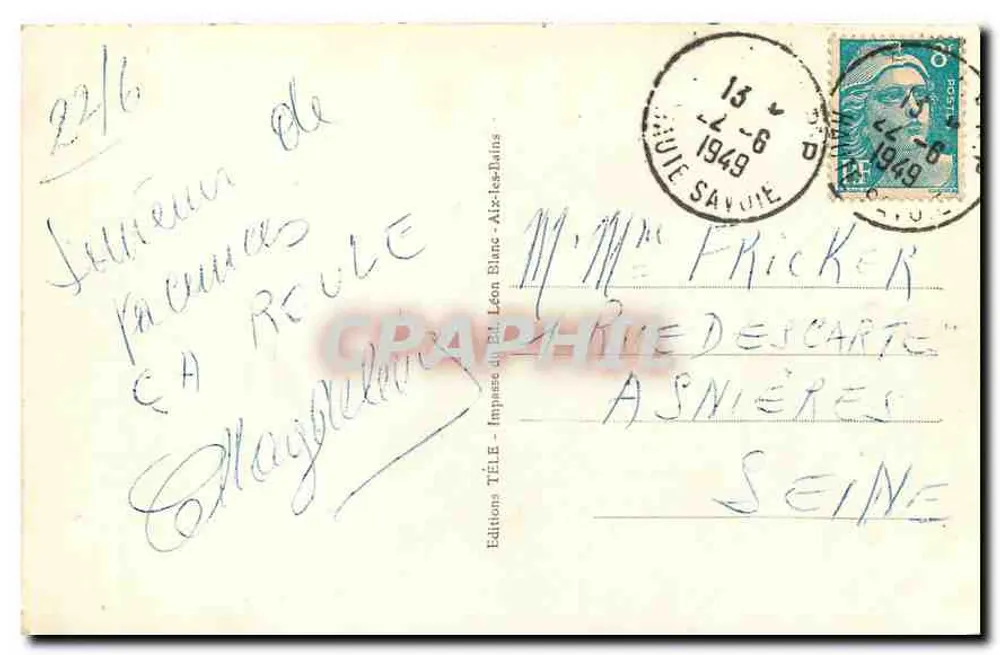 Talloires-Duingt — See Annecy, Massif der Bauges — Éditions TÉLÉ - Rückseite