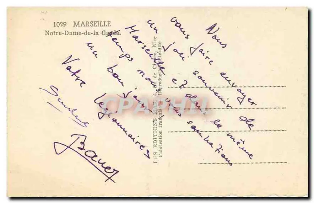 Nossa Senhora da Guarda — Marselha — Éditions Marceau - Verso