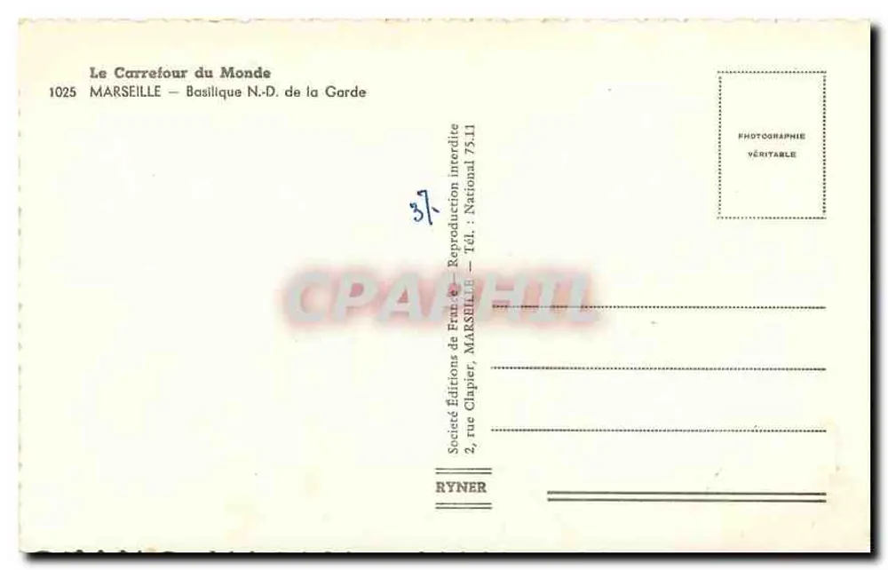 Basilique Notre-Dame de la Garde — Marseille — Éditions du Carrefour du Monde - Verso