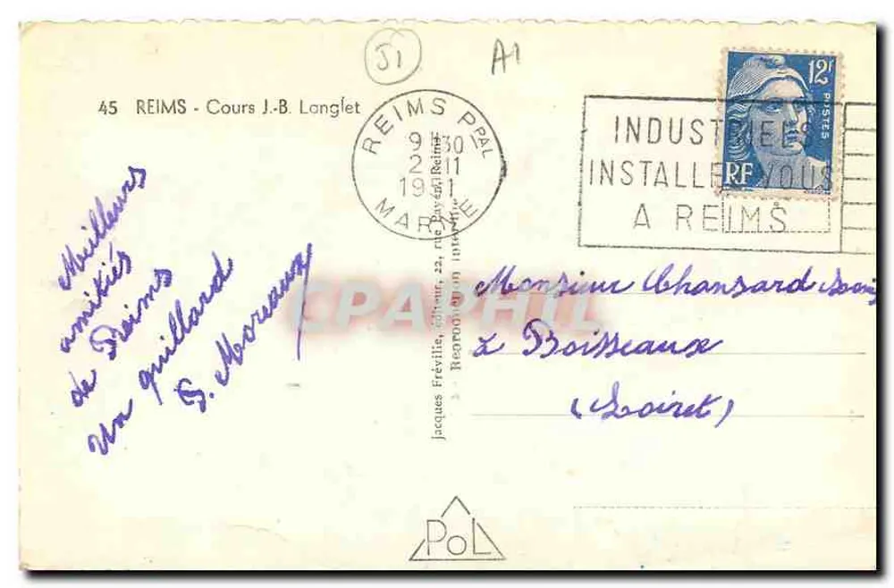 Place de la République em Reims — vista com fonte e catedral — editada por PoL - Verso