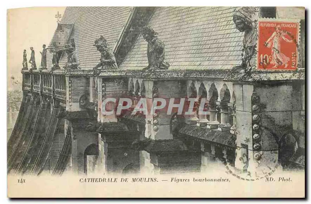 Catedral de Moulins — Figuras bourbonnenses — ND. Phol. - Frente