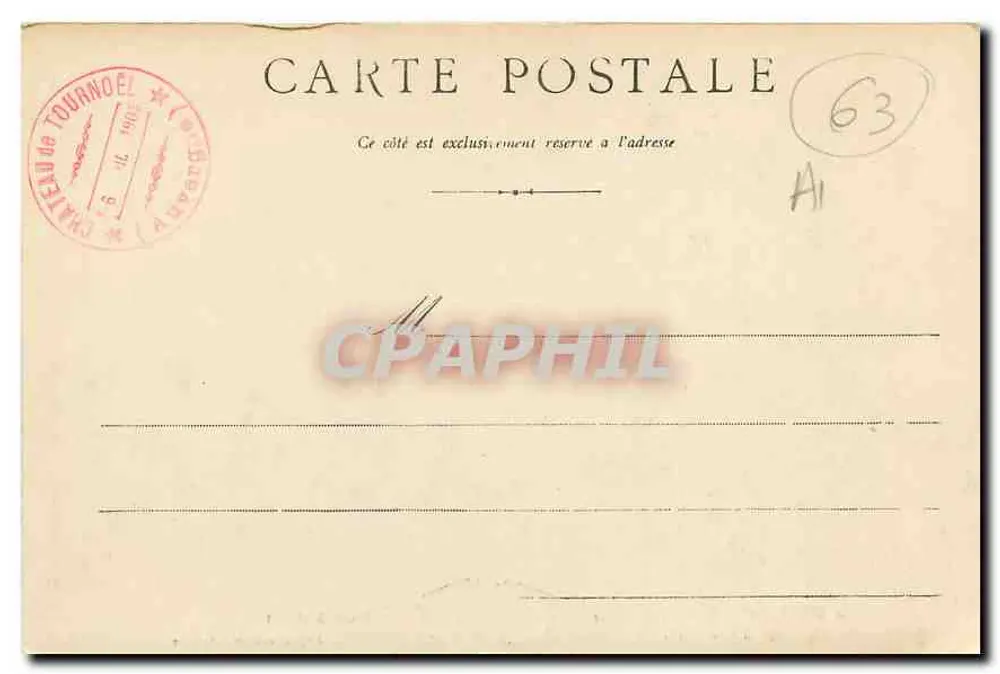 Auvergne - Château de Tournoël — Vue à l'Est — Éditeur Bell Roche - Verso