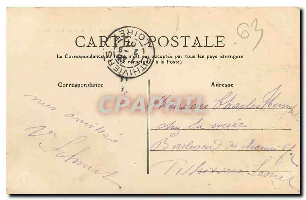 Auvergne — Tuilière und Sanadoire Felsen — Verlag E. Postier, Nr. 395 - Rückseite