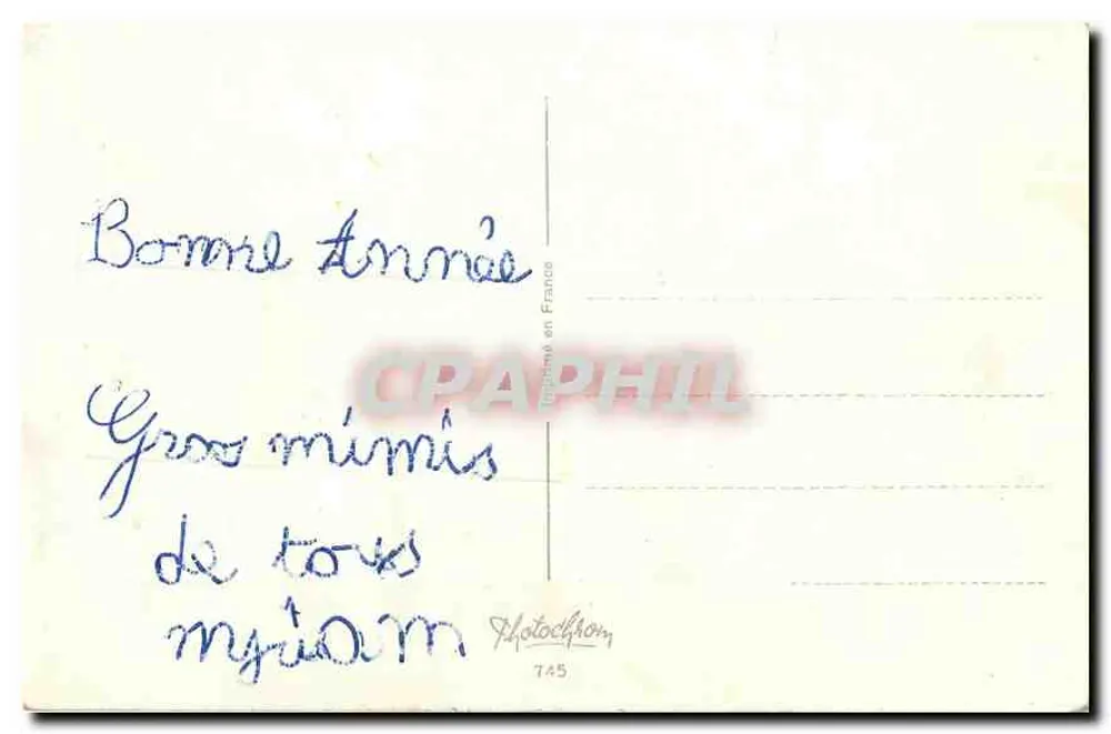 Crianças com árvore de Natal — cena invernal — Photocchrom n°745 - Verso