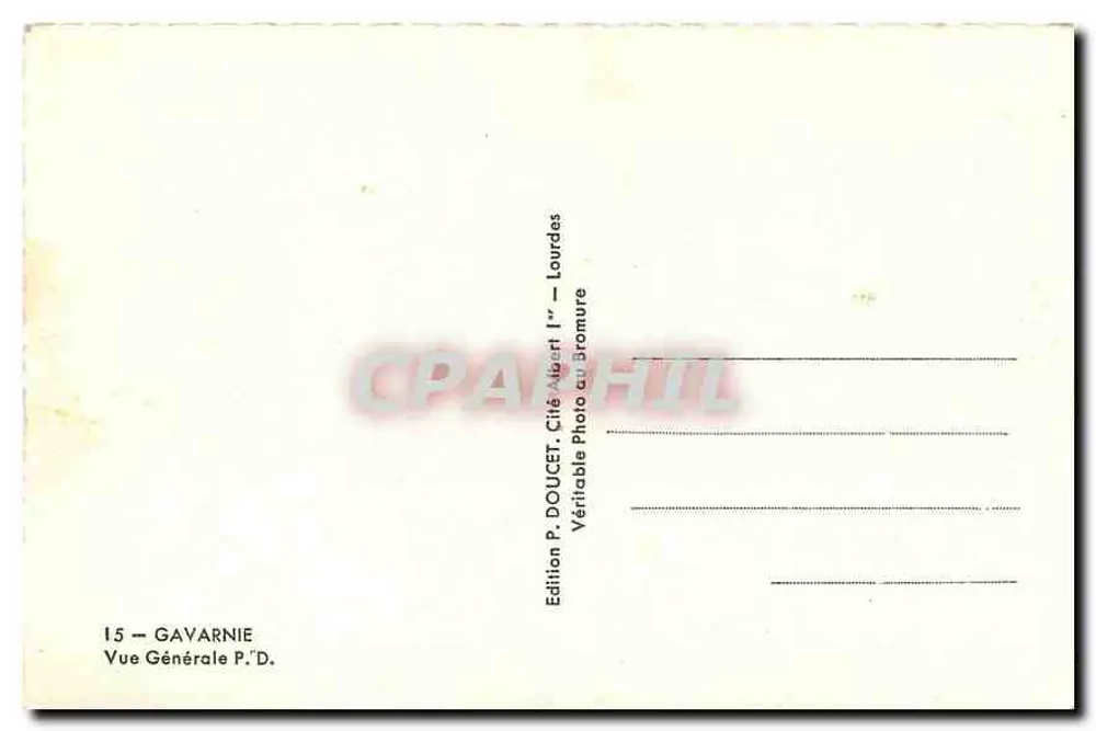 Gavarnie — Vista Geral — Edição P. DOUCET, Lourdes - Verso
