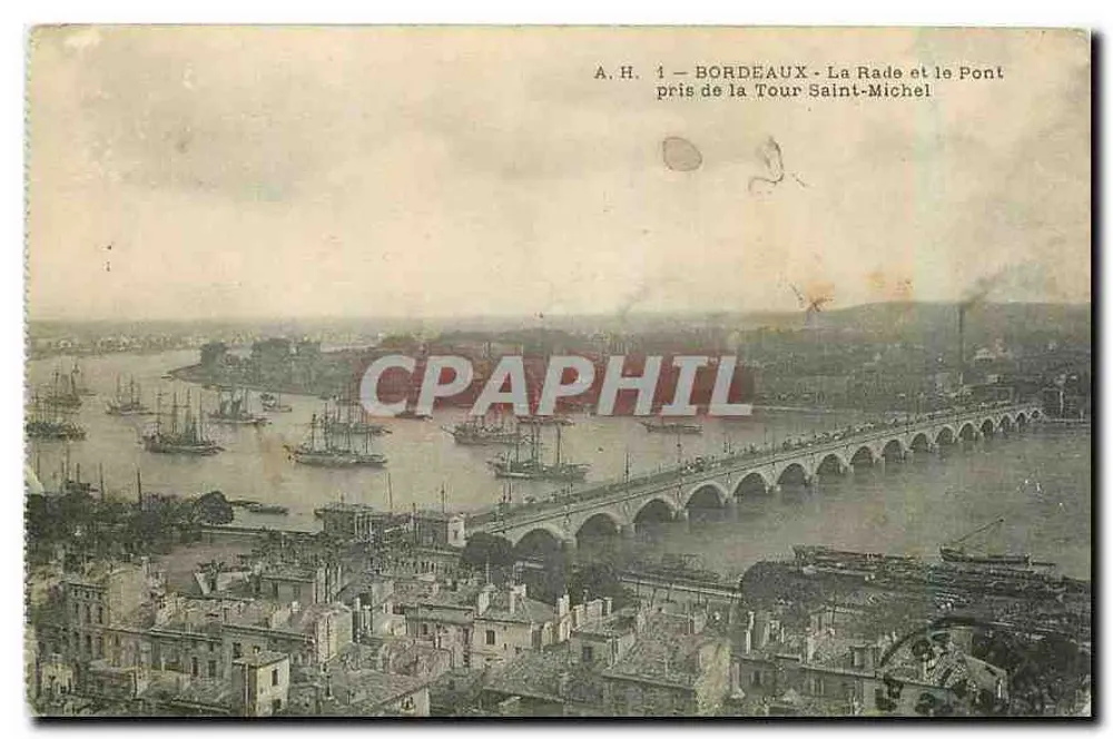 Bordeaux - Der Hafen und die Brücke Saint-Michel — A.H. 1 — Verlag A.H. - Vorderseite
