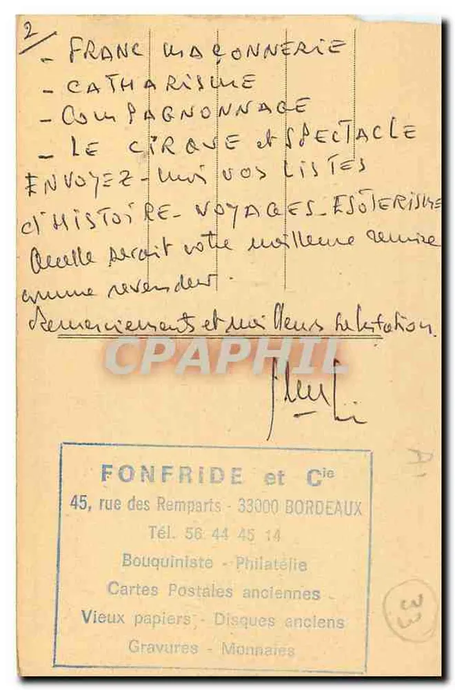 Bordeaux — A Porta do Palácio — Fonfride e Cie - Verso