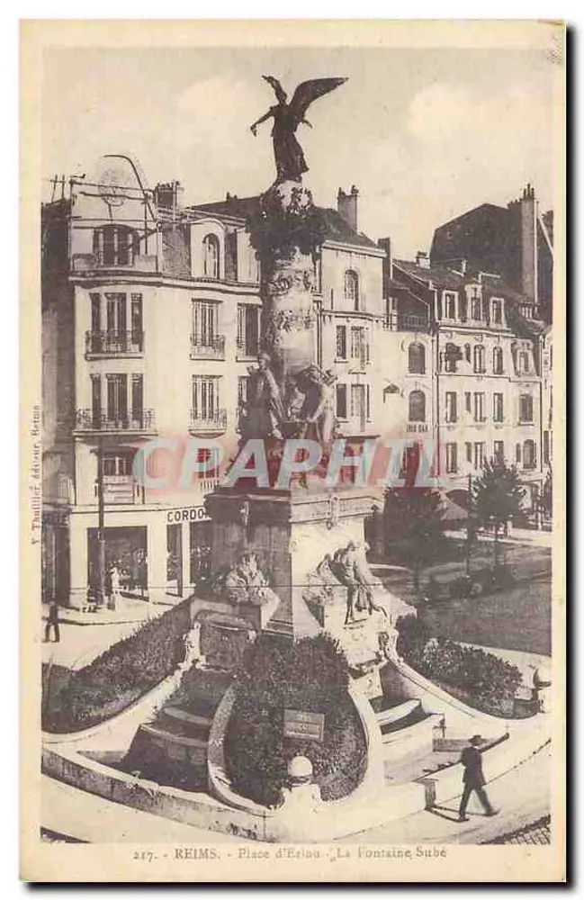 Reims - Place d'Elbeuf - La Fontaine Subé — Y. Taffilier & A. Varen, Reims, n° 217 - Recto