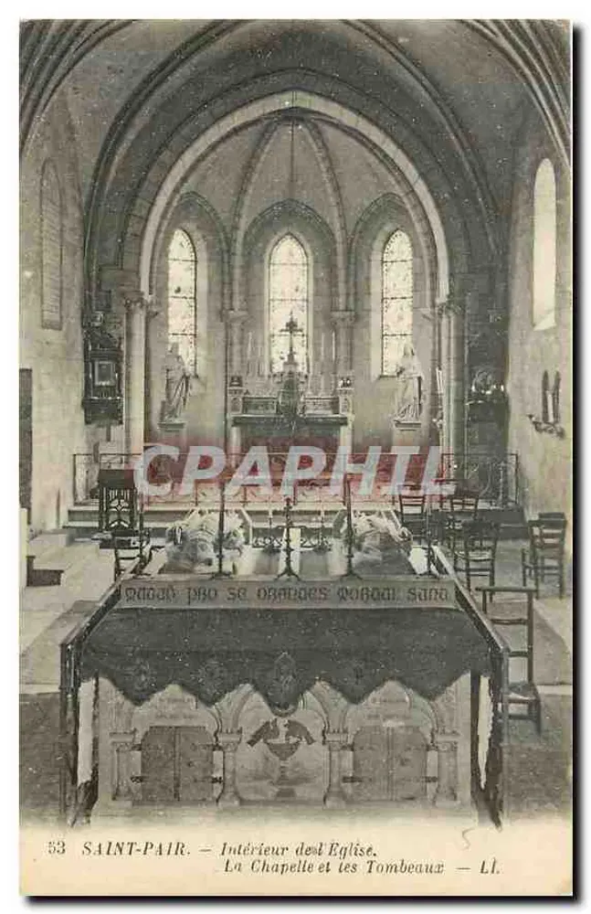 Saint-Pair — Innenansicht der Kirche. Die Kapelle und die Grabstätten — L.L. - Vorderseite
