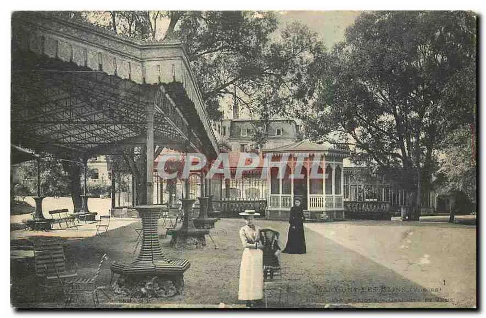 Jardim das Rosas (Cormeilles) — vista do parque com kiosco e duas mulheres — editor não identificado, n° de série 1 - Frente