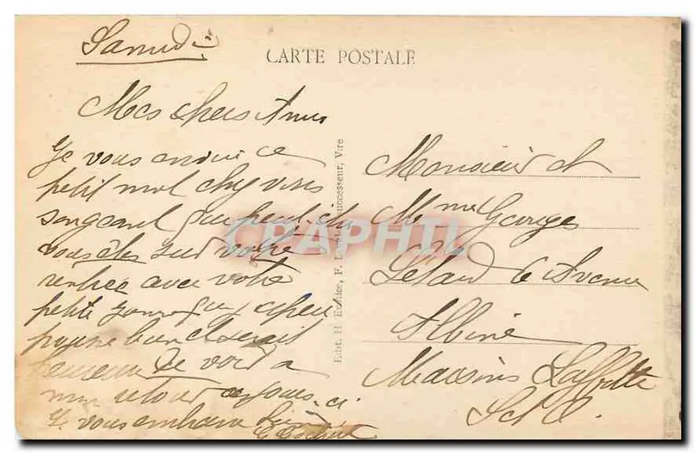 Unsere Normandie — humorvoller Motiv mit Mann, Hund und Katze — Verleger H. Leclerc, Nr. 106 - Rückseite