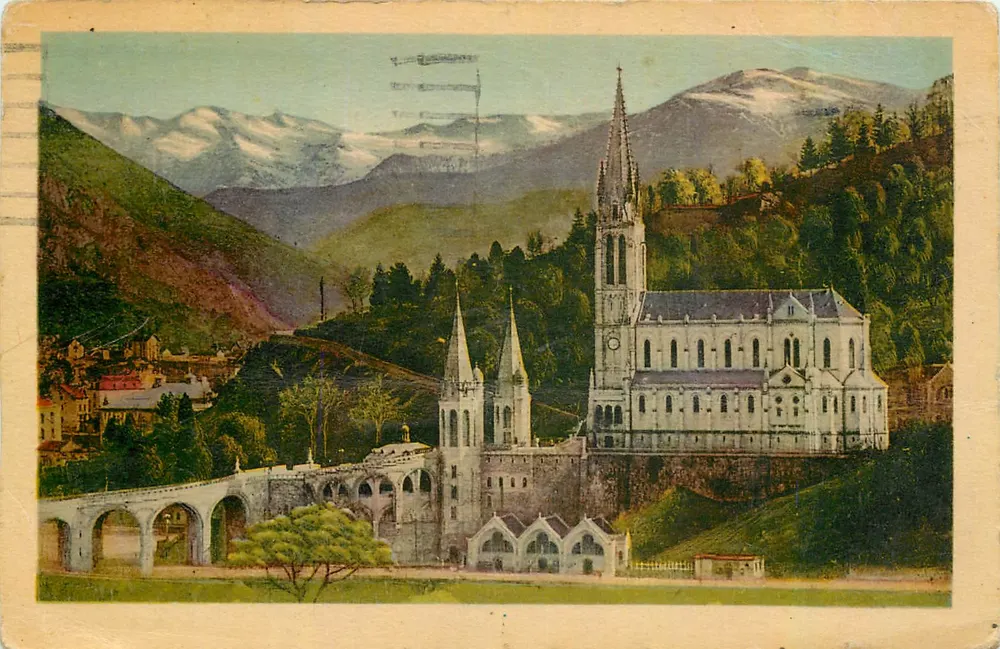 Lourdes — A Basílica e o Pic du Jer — Ed. P. Douard, Lourdes - Frente