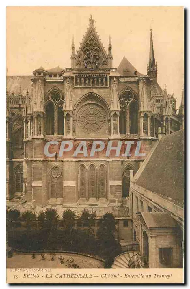 Reims - La Cathédrale — Côté Sud — Ensemble du Transept — F. Rothier, Phot. Éditeur - Recto