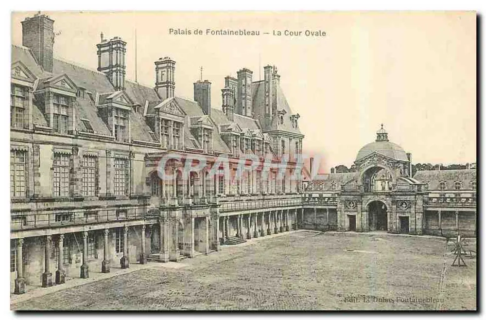 Palais de Fontainebleau — La Cour Ovale — édit. T. Dumas, Fontainebleau - Recto