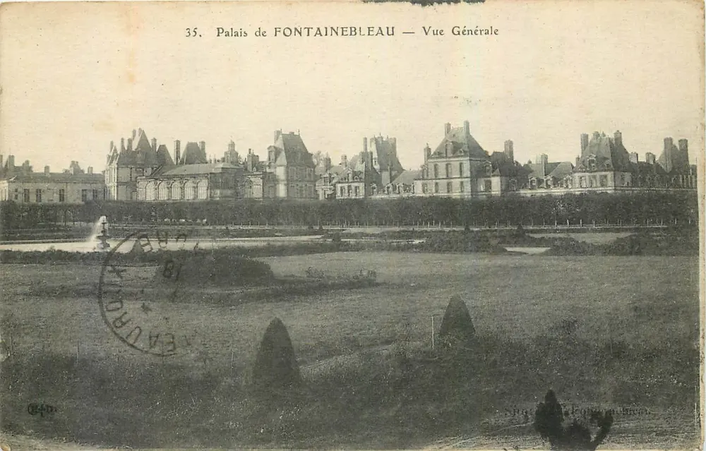 Palacio de FONTAINEBLEAU — Vista General — Edición de la Edición Breton - Anverso