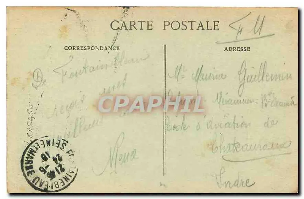 Palacio de FONTAINEBLEAU — Vista General — Edición de la Edición Breton - Reverso