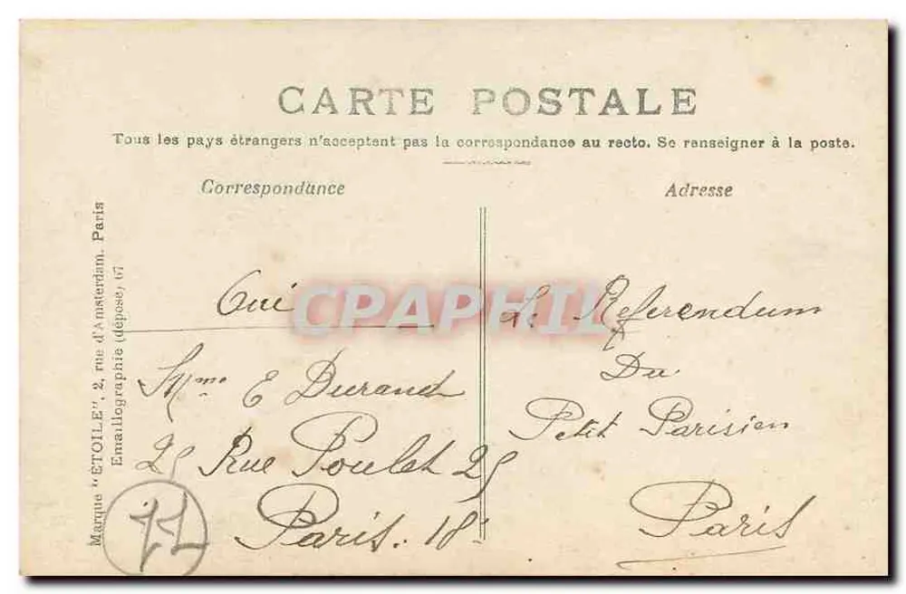 Pavillon de Maintenon — Le Château — Fontainebleau — Éditeur : Etoile, Paris - Verso