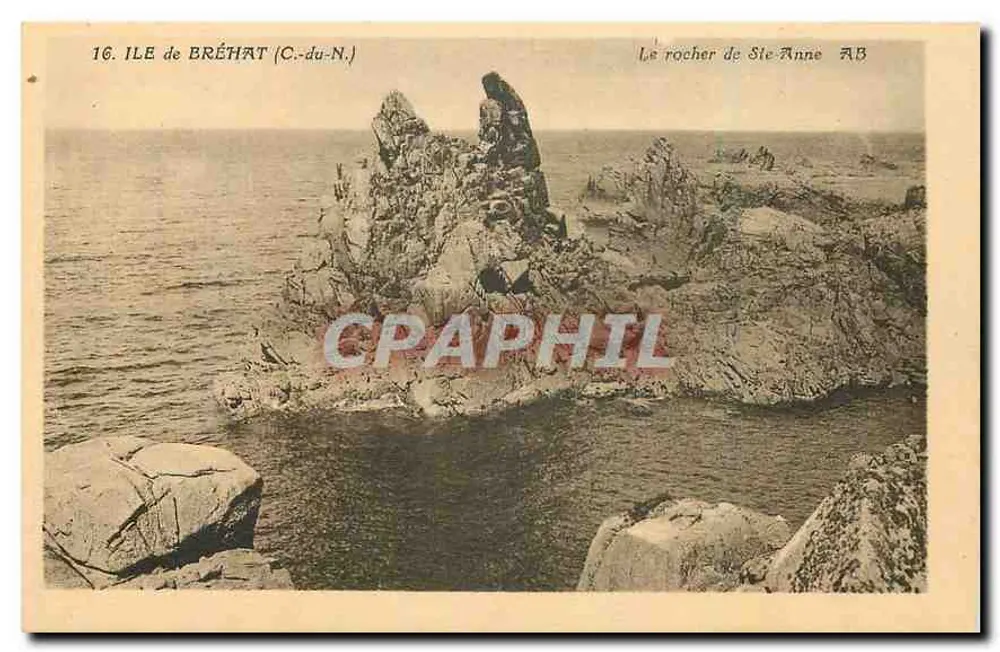 Ilha de Bréhat (C.-du-N.) — O rochedo de Sile Anne — editor Assams, n° 16 - Frente