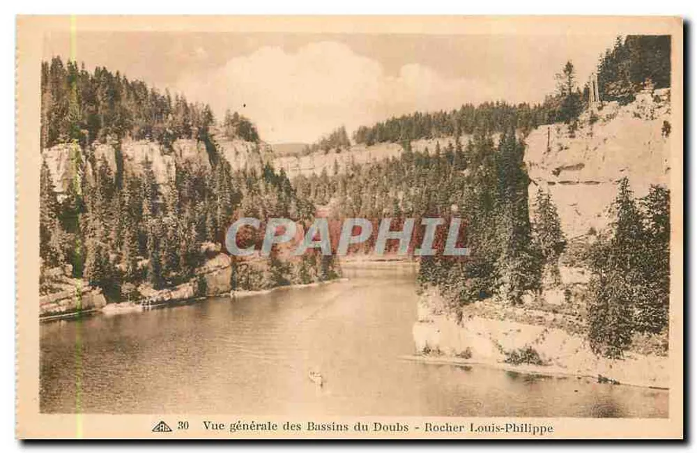 Bassins du Doubs - Rocher Louis-Philippe — vue générale — Des Arts Photomécanique, Paris-Strasbourg - Recto