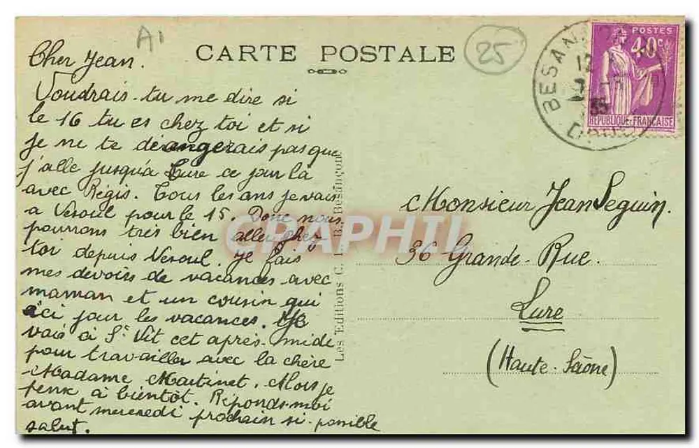 Cascade du Bout-du-Monde — Environs de Besançon-les-Bains — BEURE, n°303 - Verso