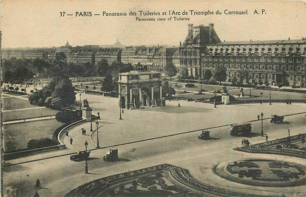 Paris — Panorama der Tuileries und des Arc de Triomphe du Carrousel — A.P. n°37 - Vorderseite