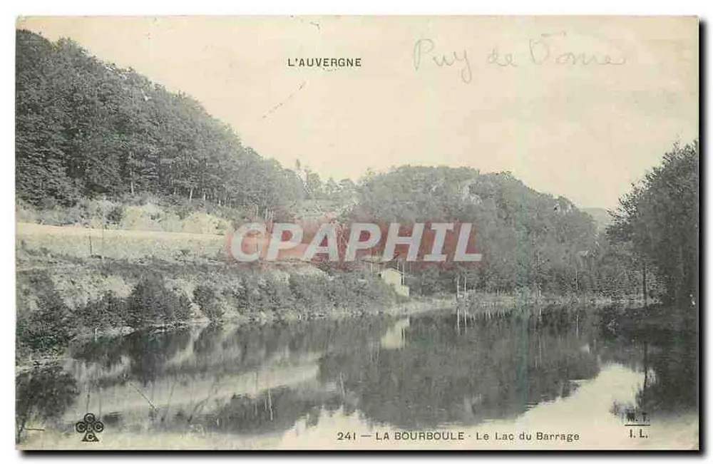 La Bourboule — O Lago da Barragem — L'Auvergne, editor I.L., n° 241 - Frente
